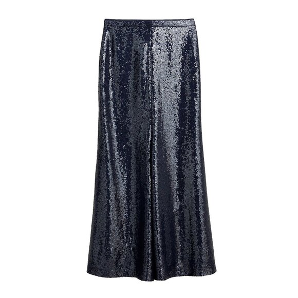 NWT Marie Marot x J.Crew Sequin Maxi in Navy Blue Skirt 8 $350 - Picture 1 of 13